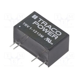 1 pcs x TRACO POWER - TRV 1-1213M - Converter: DC/DC, 1W, Uin: 9.6÷14.4V, Uout: 15VDC, Iout: 67mA, SIP9