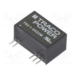 1 pcs x TRACO POWER - TRV 1-0522M - Converter: DC/DC, 1W, Uin: 4.5÷5.5V, Uout: 12VDC, Uout2: -12VDC, SIP9