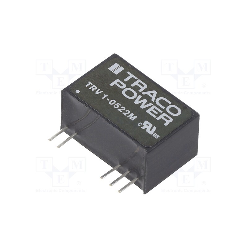 1 pcs x TRACO POWER - TRV 1-0522M - Converter: DC/DC, 1W, Uin: 4.5÷5.5V, Uout: 12VDC, Uout2: -12VDC, SIP9