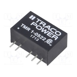 1 pcs x TRACO POWER - TMR 1-0522 - Converter: DC/DC, 1W, Uin: 4.5÷9V, Uout: 12VDC, Uout2: -12VDC, SIP6