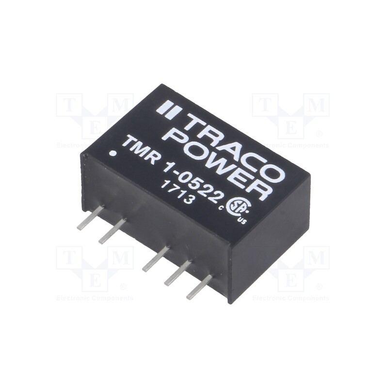 1 pcs x TRACO POWER - TMR 1-0522 - Converter: DC/DC, 1W, Uin: 4.5÷9V, Uout: 12VDC, Uout2: -12VDC, SIP6