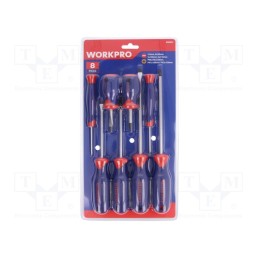 1 set x Workpro - W000833 - Kit: screwdrivers, Phillips,slot, 8pcs.