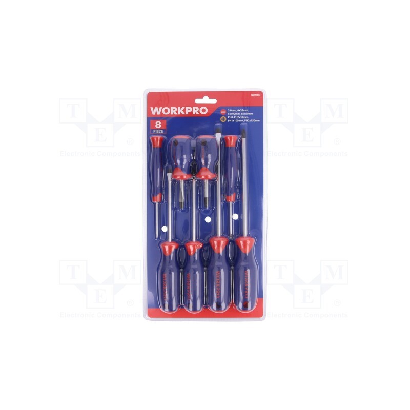 1 set x Workpro - W000833 - Kit: screwdrivers, Phillips,slot, 8pcs.