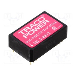 1 pcs x TRACO POWER - TEL 3-4812 - Converter: DC/DC, 3W, Uin: 36÷75V, Uout: 12VDC, Iout: 250mA, DIP24
