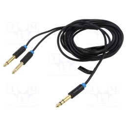 1 pcs x VENTION - BATBJ - Cable, Jack 6.3mm 2pin plug x2,Jack 6,3mm 3pin plug, 5m, black