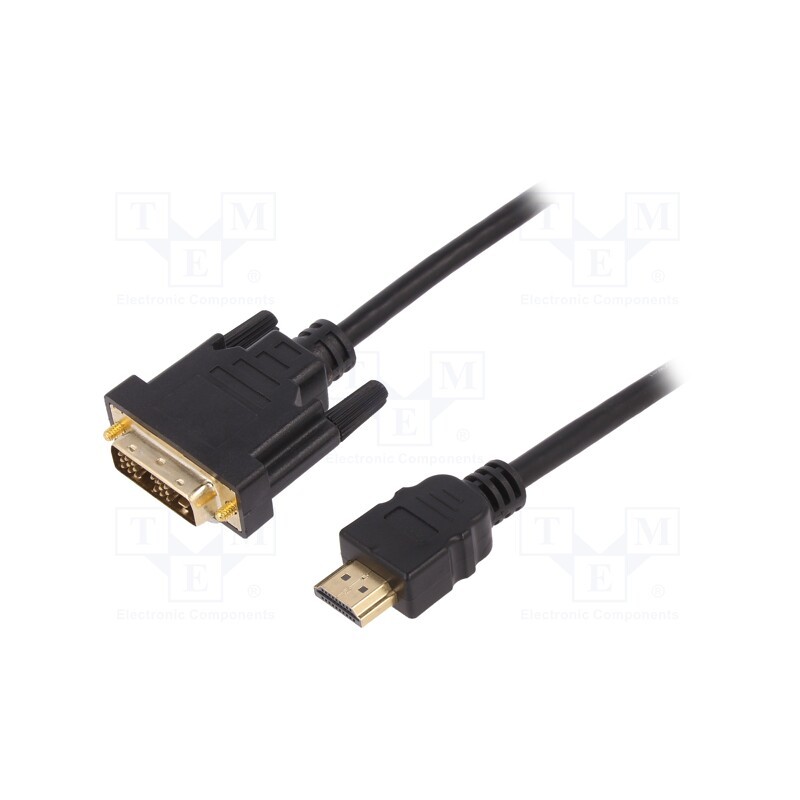 1 pcs x DIGITUS - AK-330300-020-S - Cable, HDMI 1.4, DVI-D (18+1) plug,HDMI plug, 2m, black, 30AWG