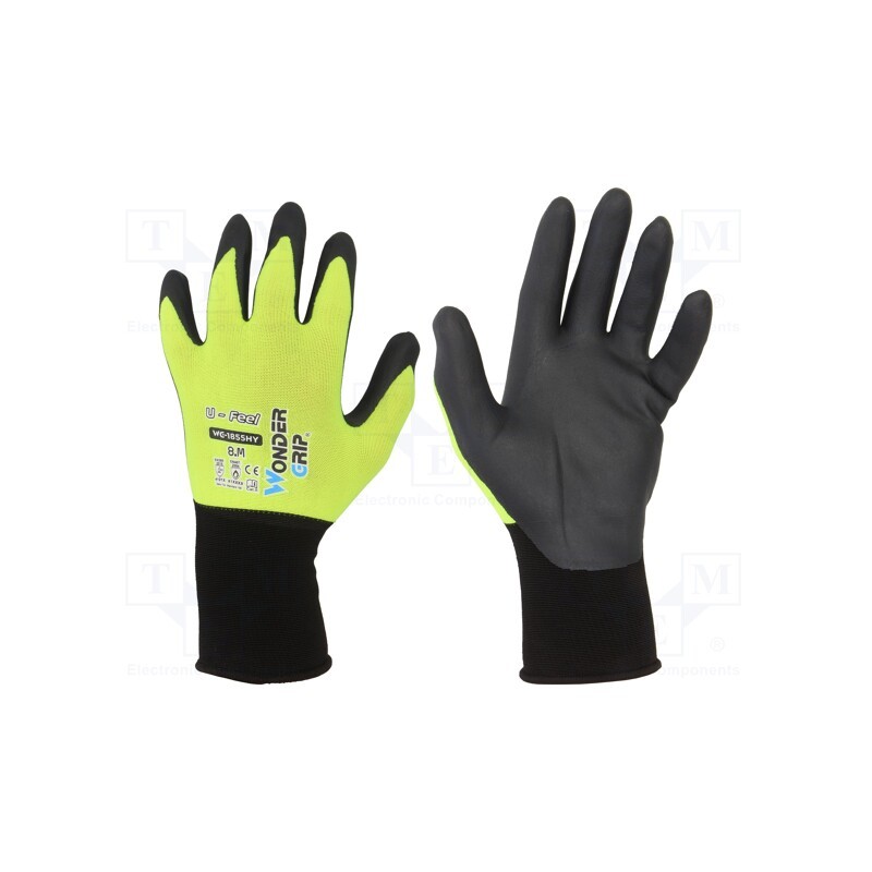 1 set x WONDER GRIP - 52883 - Protective gloves, Size: 8,M, green (light), nitryl, U-Feel