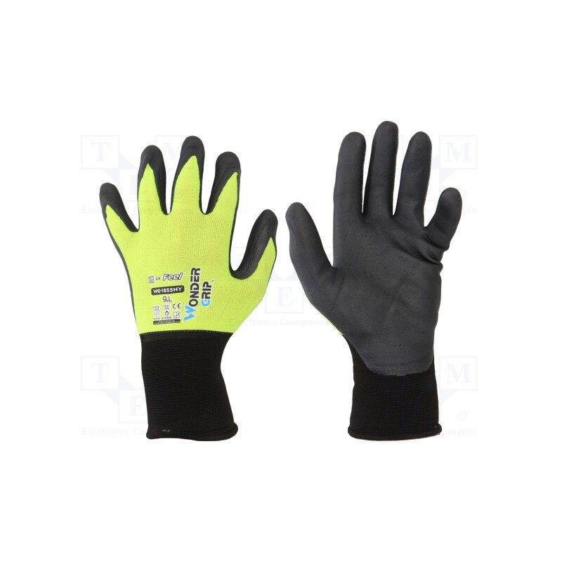 1 set x WONDER GRIP - 52885 - Protective gloves, Size: 9,L, green (light), nitryl, U-Feel