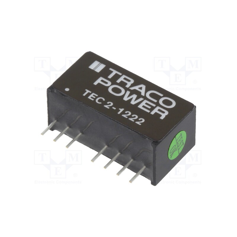 1 pcs x TRACO POWER - TEC 2-1222 - Converter: DC/DC, 2W, Uin: 9÷18V, Uout: 12VDC, Uout2: -12VDC, SIP8