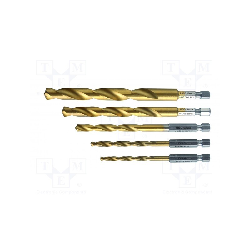 1 set x Hu00d6GERT TECHNIK - HT6D180 - Drill set, for metal, Ø: 4mm,5mm,6mm,8mm,10mm, 5pcs, blister