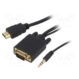 1 pcs x GEMBIRD - A-HDMI-VGA-03-6 - Cable, HDMI 1.4, D-Sub 15pin HD plug,HDMI plug,Jack 3.5mm plug