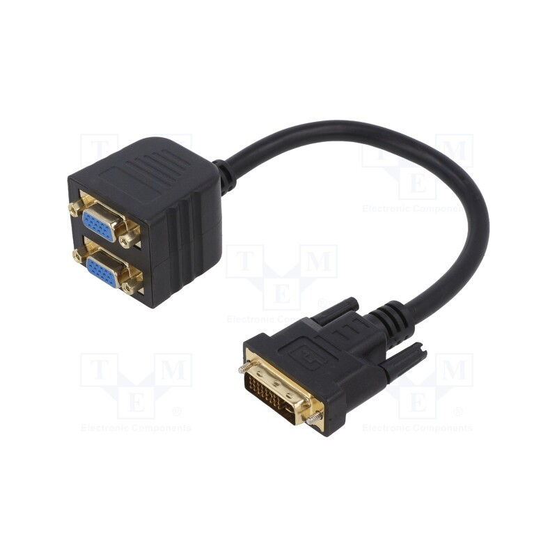 1 pcs x GEMBIRD - A-DVI-2VGA-01 - Converter, D-Sub 15pin HD socket x2,DVI-I (24+5) plug, 0.3m