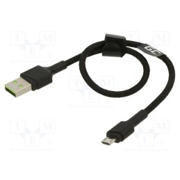 1 pcs x GREEN CELL - KABGC23 - Cable, USB 2.0, USB A plug,USB B micro plug, 0.3m, black, 480Mbps