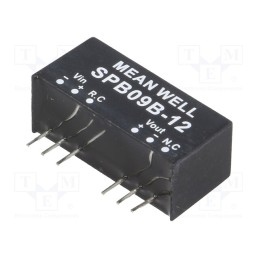 1 pcs x MEAN WELL - SPB09B-12 - Converter: DC/DC, 9W, Uin: 18÷36V, Uout: 12VDC, Iout: 0÷750mA, SIP8