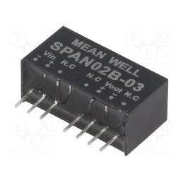 1 pcs x MEAN WELL - SPAN02B-03 - Converter: DC/DC, 2W, Uin: 18÷36V, Uout: 3.3VDC, Iout: 0÷500mA, SIP8