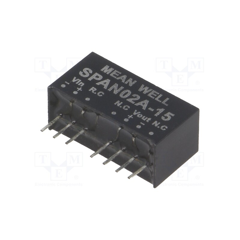 1 pcs x MEAN WELL - SPAN02A-15 - Converter: DC/DC, 2W, Uin: 9÷18V, Uout: 15VDC, Iout: 0÷134mA, SIP8