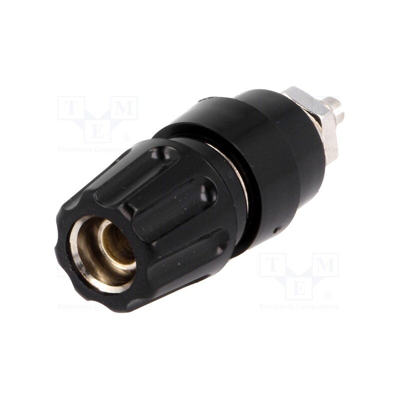 1 pcs x HIRSCHMANN T&M - PKNI 10 B SW - Socket, 4mm banana, 63A, 60VDC, Cutout: Ø9mm, black, screw, 2mΩ