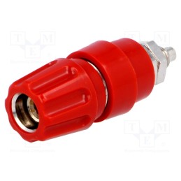 1 pcs x HIRSCHMANN T&M - PKNI 10 B RT - Socket, 4mm banana, 63A, 60VDC, Cutout: Ø9mm, red, screw, -25÷100°C