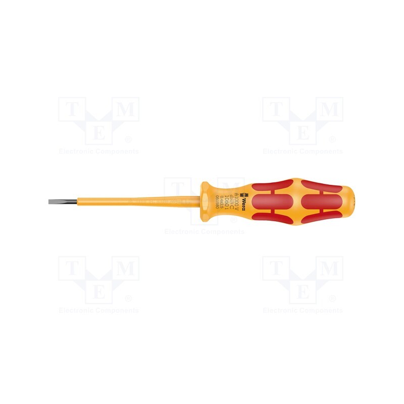 1 pcs x WERA - 5051580001 - Screwdriver, insulated, slot, 2,5x0,4mm, Blade length: 80mm