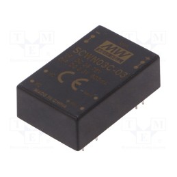 1 pcs x MEAN WELL - SCWN03C-03 - Converter: DC/DC, 3W, Uin: 36÷72V, Uout: 3.3VDC, Iout: 600mA, DIP24