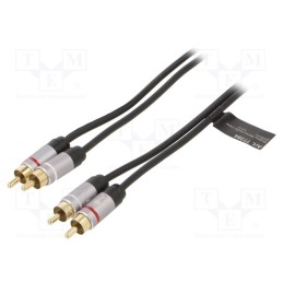 1 pcs x Goobay - 77394 - Cable, RCA plug x2,both sides, 3m, Plating: gold-plated, black