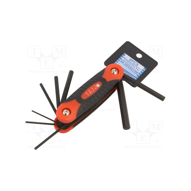 1 set x NEWBRAND - NB-HEXKEY8M - Wrenches set, hex key, Chrom-vanadium steel