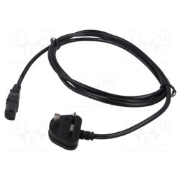 1 pcs x Qualtek Electronics - 370001-E01 - Cable, 3x1mm2, BS 1363 (G) plug,IEC C13 female, PVC, 2.5m, black