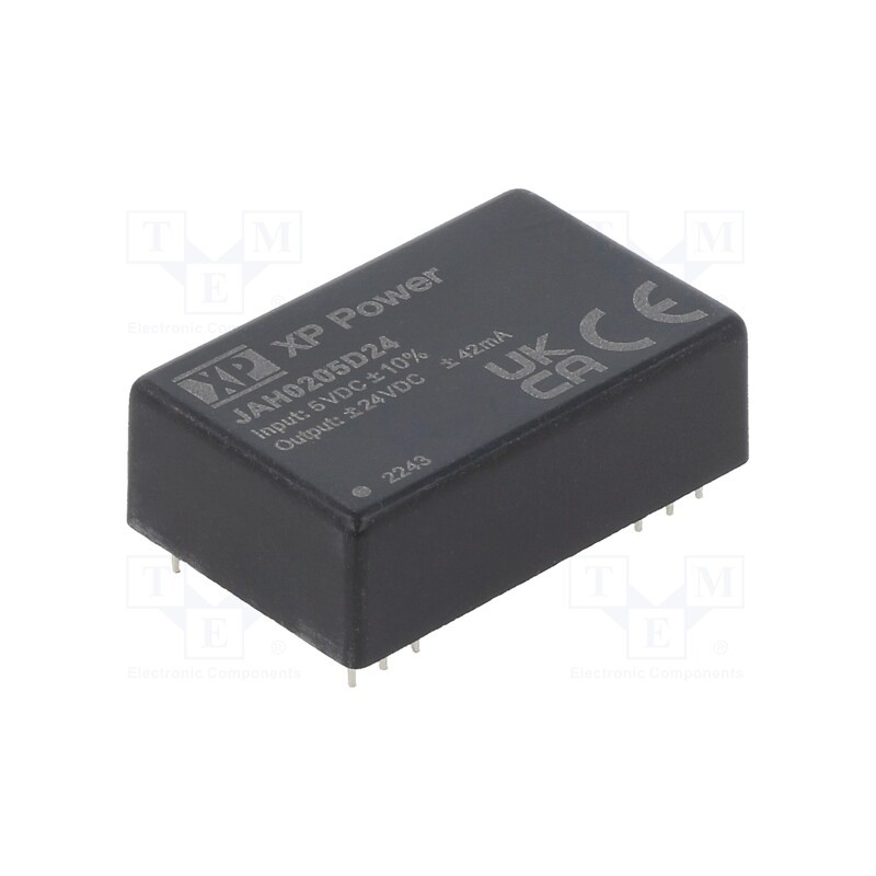 1 pcs x XP POWER - JAH0205D24 - Converter: DC/DC, 2W, Uin: 5V, Uout: 24VDC, Uout2: -24VDC, Iout: 42mA