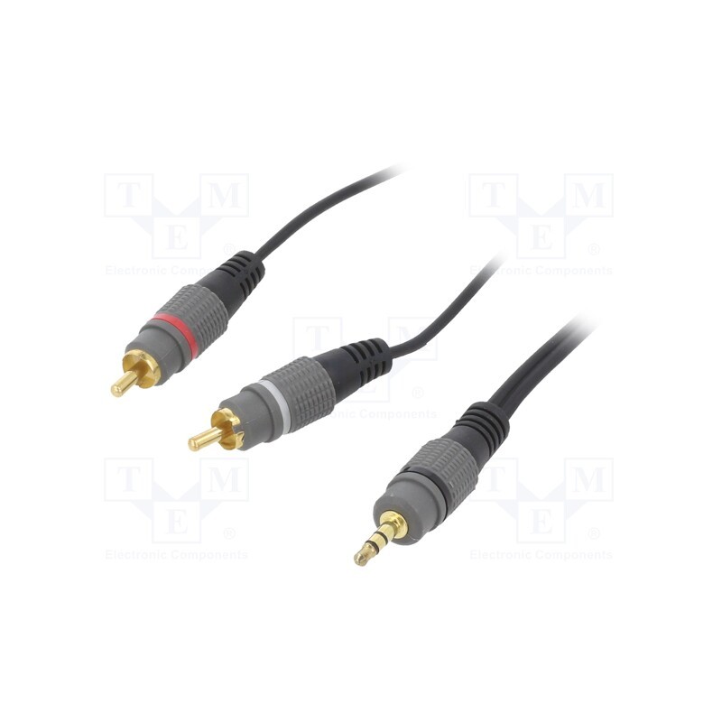 1 pcs x GEMBIRD - CCA-352-10M - Cable, Jack 3.5mm 3pin plug,RCA plug x2, 10m, black