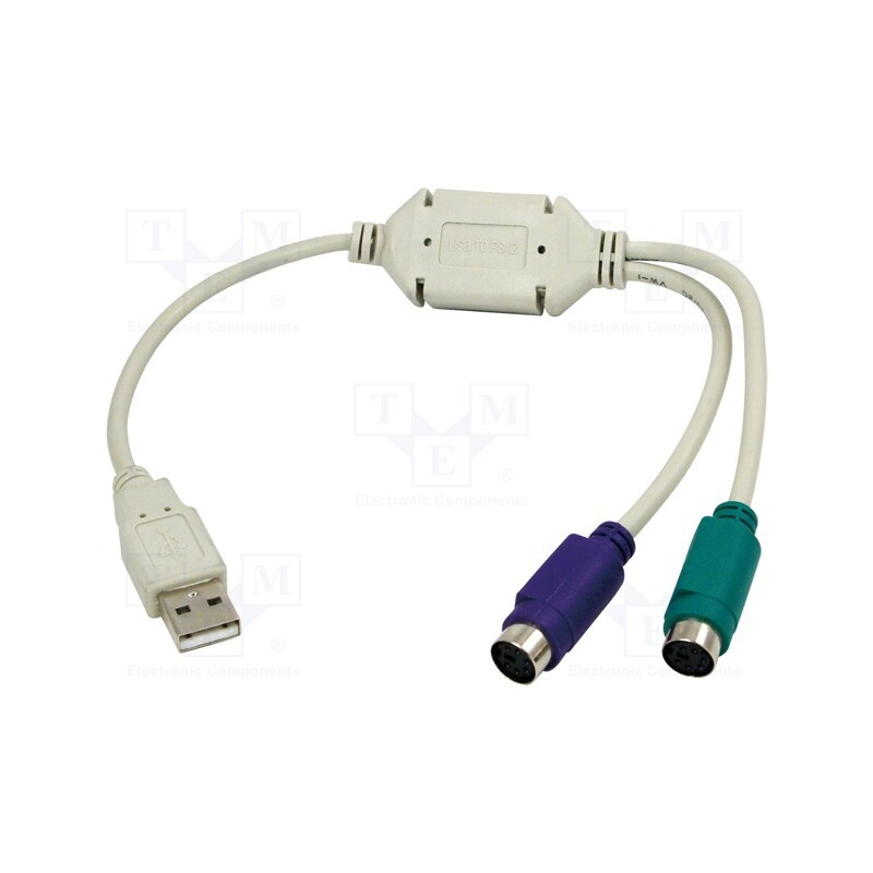 1 pcs x LOGILINK - AU0004A - Adapter, USB 1.1, PS/2 socket x2,USB A plug, white