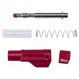 1 pcs x MUELLER ELECTRIC - BU-32614-2 - Plug, 4mm banana, 20A, 1kVAC, red, soldered, Insulation: polyamide