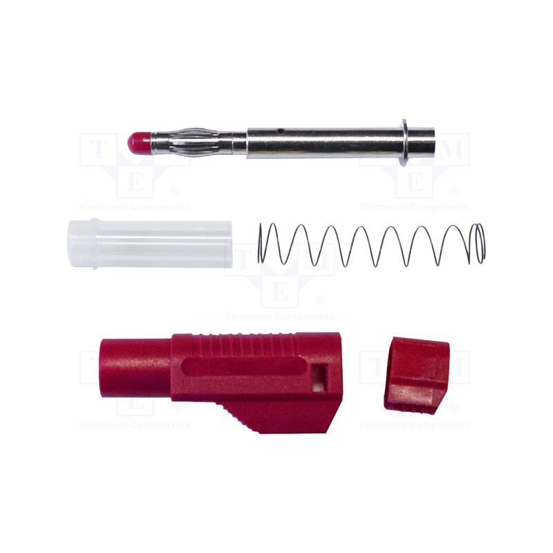 1 pcs x MUELLER ELECTRIC - BU-32614-2 - Plug, 4mm banana, 20A, 1kVAC, red, soldered, Insulation: polyamide