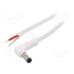 1 pcs x WEST POL - A25-TT-C100-150WH - Cable, 1x1mm2, wires,DC 5,5/2,5 plug, angled, white, 1.5m