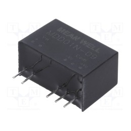 1 pcs x MEAN WELL - MDD01N-09 - Converter: DC/DC, 1W, Uin: 21.6÷26.4V, Uout: 9VDC, Uout2: -9VDC, SIP7