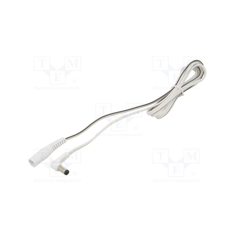 1 pcs x WEST POL - A21-C21-T050-150WH - Cable, 2x0.5mm2, DC 5,5/2,1 plug,DC 5,5/2,1 socket, angled, 1.5m