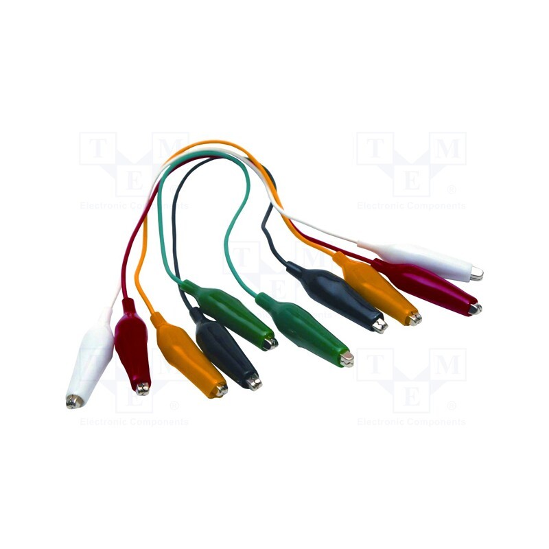 1 set x MUELLER ELECTRIC - BU-00286 - Test leads, Urated: 300V, Inom: 7A, Len: 0.3m, aligator clip