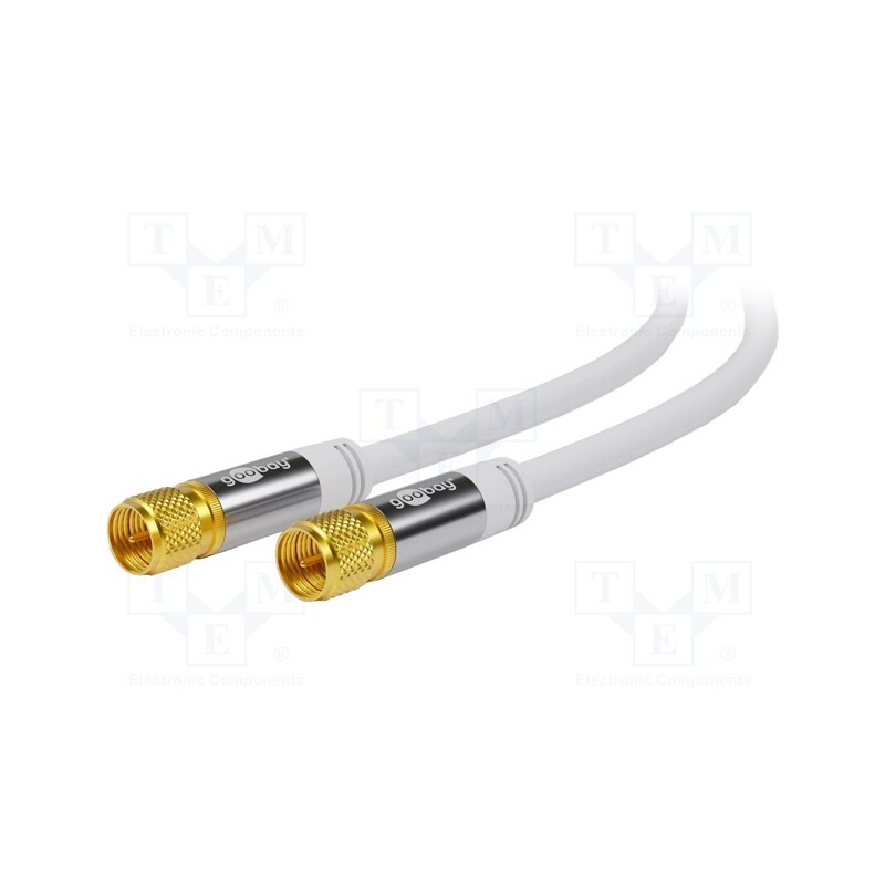 1 pcs x Goobay - 70653 - Cable, 75Ω, 10m, F plug,both sides, PVC, white