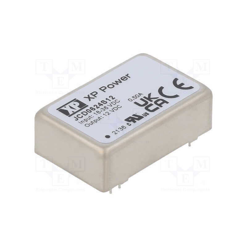 1 pcs x XP POWER - JCD0624S12 - Converter: DC/DC, 6W, Uin: 18÷36V, Uout: 12VDC, Iout: 500mA, 266kHz