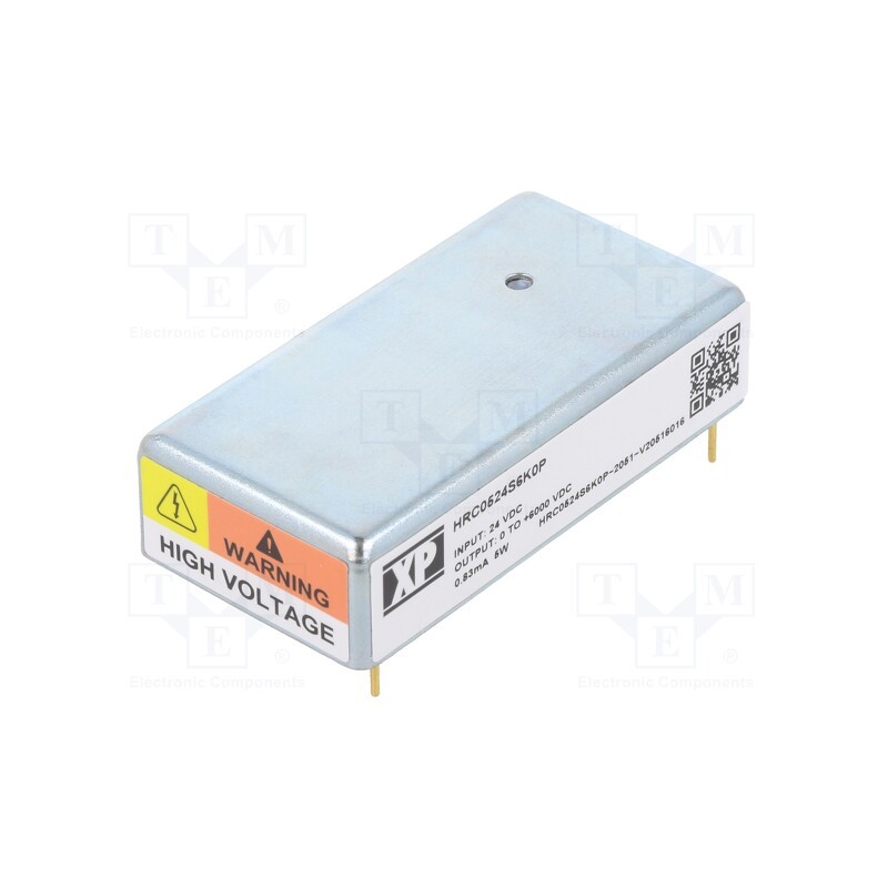 1 pcs x XP POWER - HRC0524S6K0P - Converter: DC/DC, 5W, Uin: 22÷30V, Uout: 0÷6kVDC, Iout: 0.83mA, THT