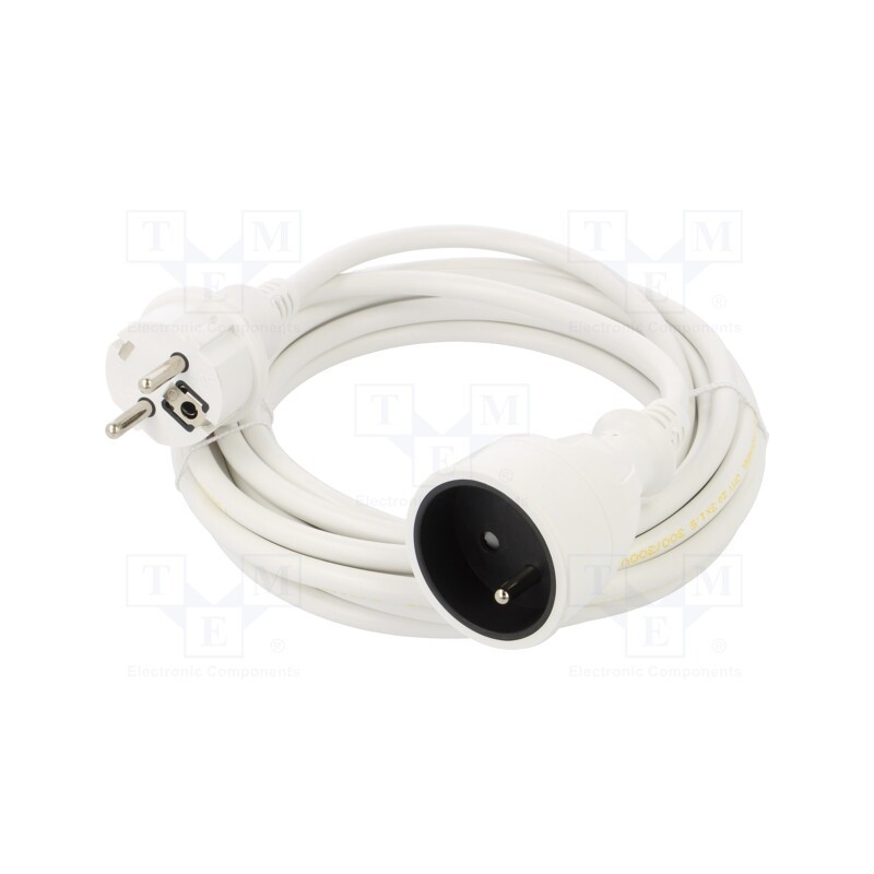 1 pcs x KEL - W-97416 - Extension lead, 3x1.5mm2, Sockets: 1, PVC, white, 5m, 16A, STANDARD