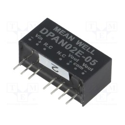 1 pcs x MEAN WELL - DPAN02E-05 - Converter: DC/DC, 2W, Uin: 4.5÷9V, Uout: 5VDC, Uout2: -5VDC, SIP8