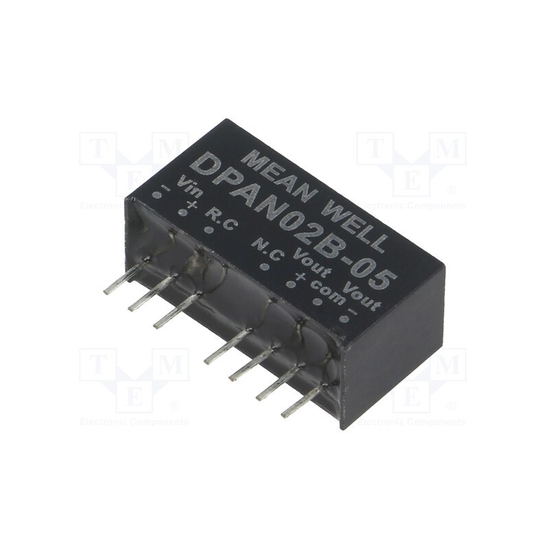 1 pcs x MEAN WELL - DPAN02B-05 - Converter: DC/DC, 2W, Uin: 18÷36V, Uout: 5VDC, Uout2: -5VDC, SIP8