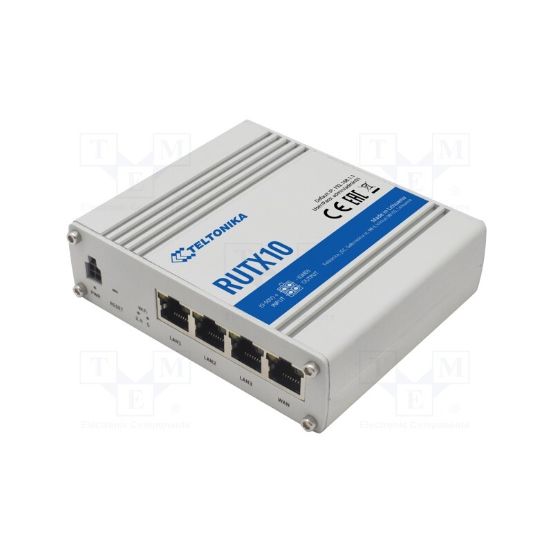 1 pcs x TELTONIKA - RUTX10000000 - Router, Number of ports: 4, 9÷50VDC, RJ45, 8kBSRAM,256MBFLASH