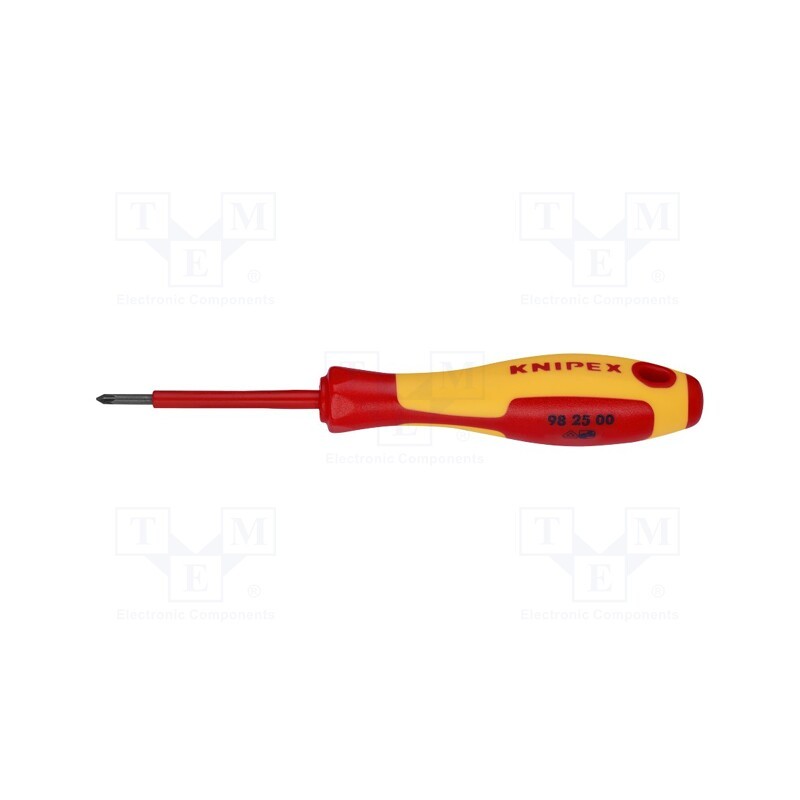 1 pcs x KNIPEX - 98 25 00 - Screwdriver, insulated, Pozidriv®, PZ0, Blade length: 60mm, 1kVAC