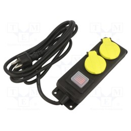 1 pcs x PLASTROL - W-99483 - Extension lead, 3x1.5mm2, Sockets: 2, rubber, black, 3m, 16A