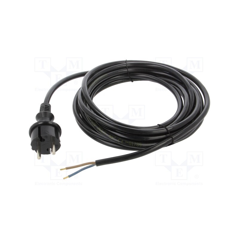 1 pcs x PLASTROL - W-99479 - Cable, 2x1.5mm2, CEE 7/17 (C) plug,wires, PUR, 5m, blue, 16A, 230V