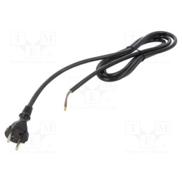 1 pcs x PLASTROL - W-98578 - Cable, 2x1.5mm2, CEE 7/17 (C) plug,wires, PUR, 2m, black, 16A, 230V