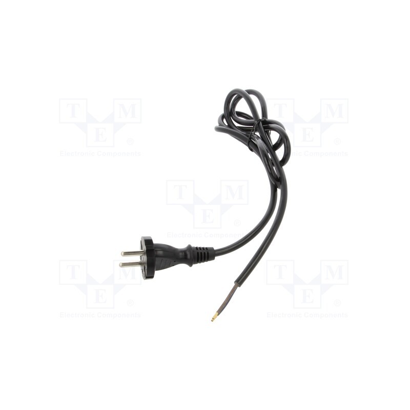 1 pcs x PLASTROL - W-98573 - Cable, 2x1mm2, CEE 7/17 (C) plug,wires, PUR, 1.5m, black, 10A, 230V