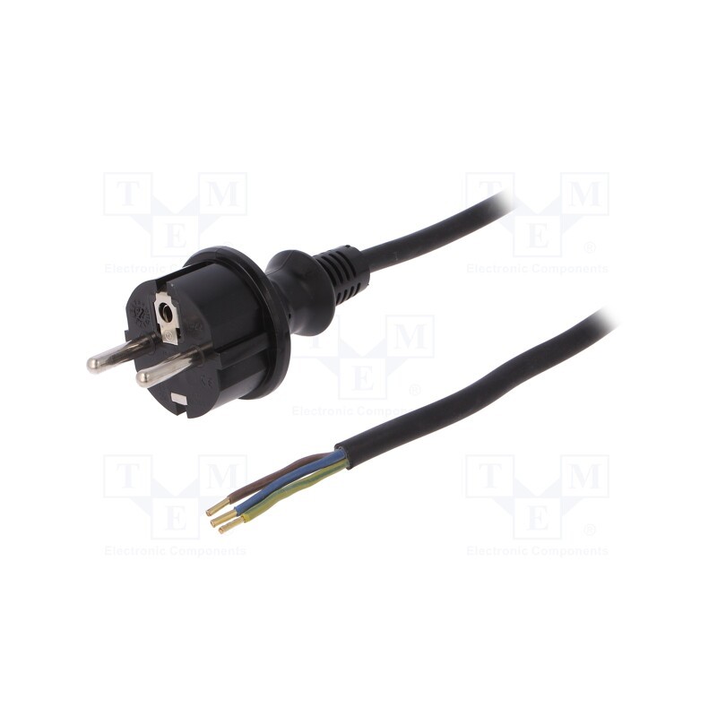1 pcs x PLASTROL - W-97269 - Cable, 3x1mm2, CEE 7/7 (E/F) plug,wires,SCHUKO plug, rubber, 5m