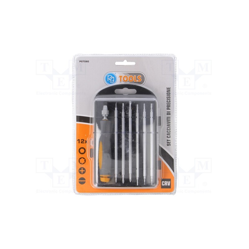 1 set x PG TOOLS - PGT080 - Kit: screwdriver, precision, hex key,Phillips,slot,Torx®, 12pcs.
